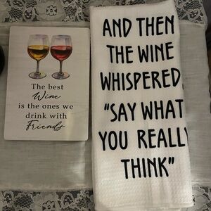 Wine-themed Kitchen Towel and Sign Set